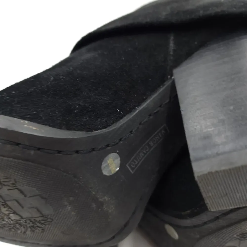VINCE CAMUTO BRASS Black Suede Leather High Heel Ankle Fold Down Boots Size 6.5